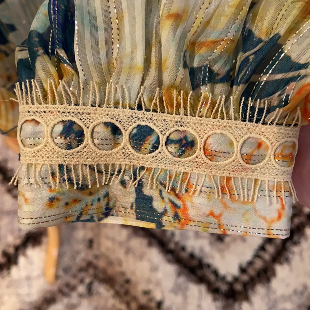 Anthropologie Hemant and Nandita Floral Metallic Blouse - Picture 3 of 4